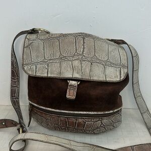 Nuovedive Made in Italy leather & suede with alligator print trim